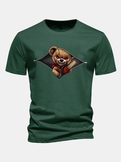 Jabes® | Regular Fit Halloween Zipper Evil Bear Print Cotton T-Shirt