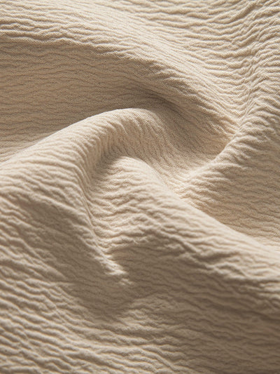 Eli® | Short Sleeve V Neck Linen Rayon Blend Shirt & Wrinkle Textured Straight Leg Pants