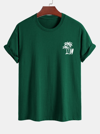 Darío® | Palm Tree Surfboard Print Cotton T-Shirt