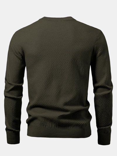 Anselmo® | Checkerboard Textured Crew Neck Sweater