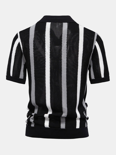 Jordan | Stripe Knit V Neck Polo Shirt