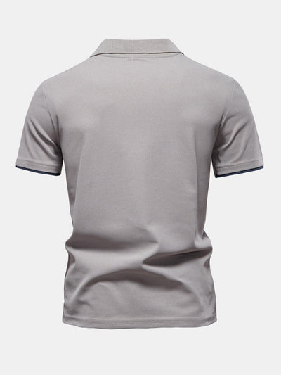 Miles | Contrast Pique V Neck Polo Shirt