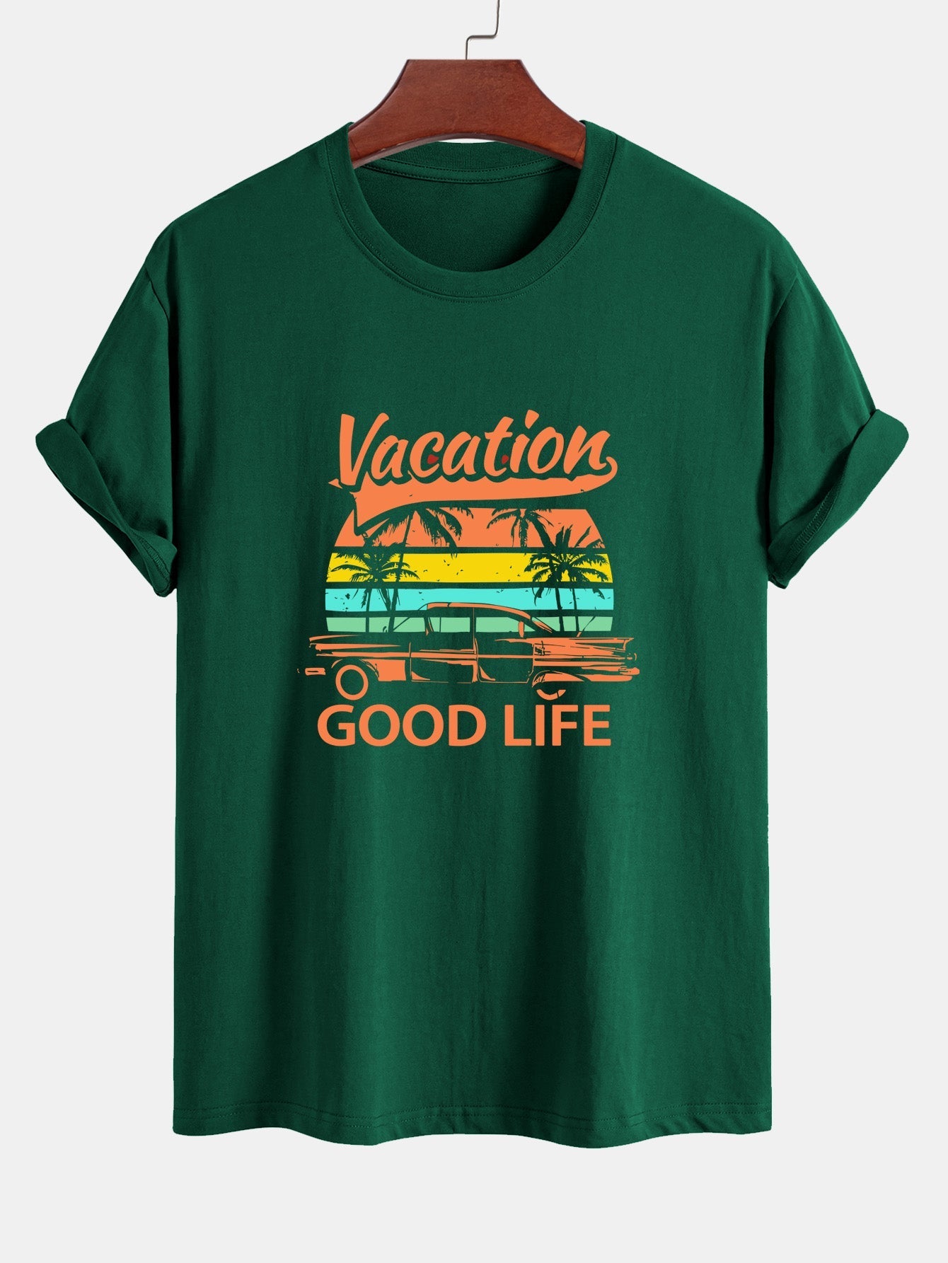 Heladio® | Good Life On Vacation Print Cotton T-Shirt
