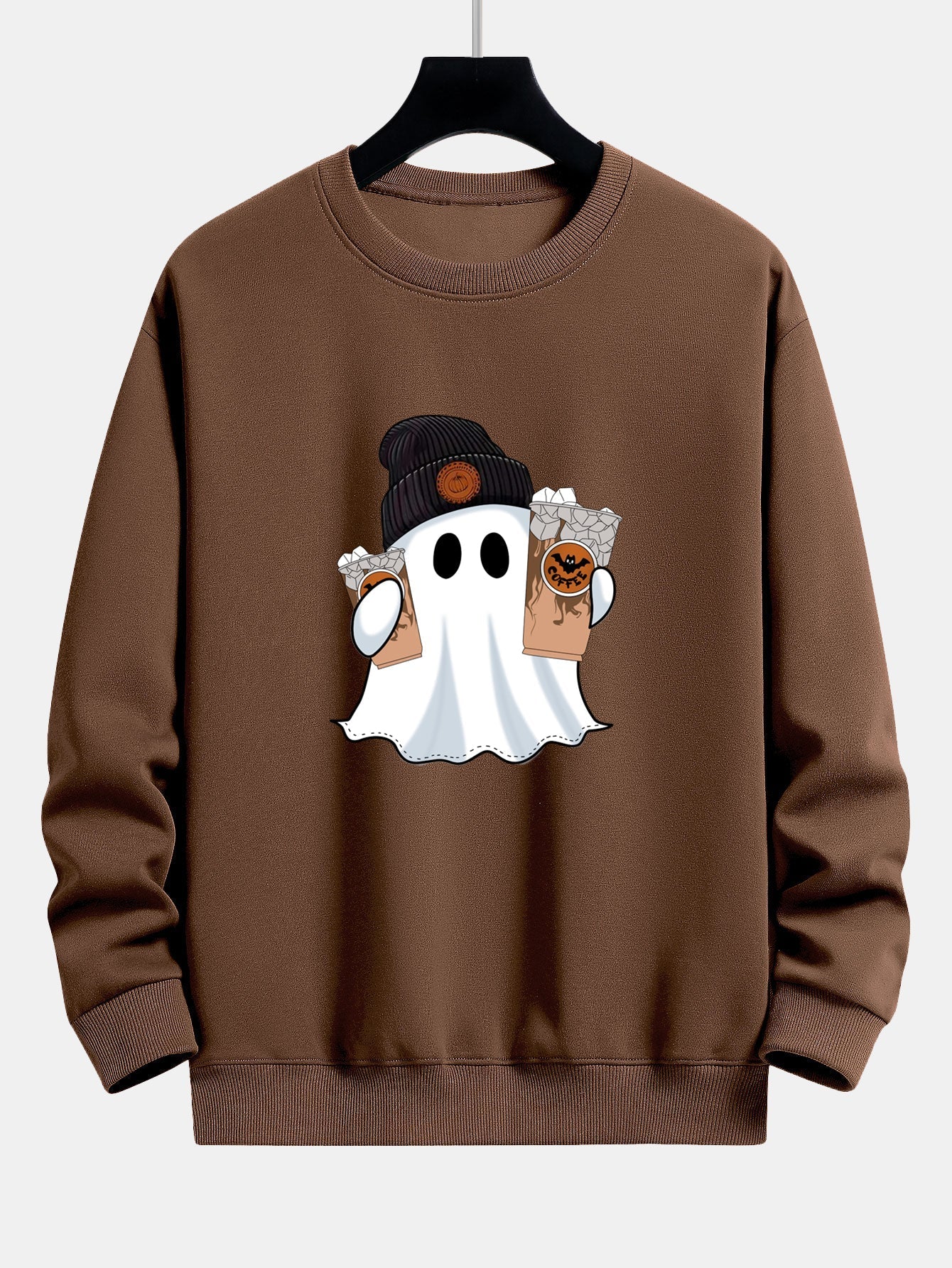 Calixto® | Halloween Ghost Coffee Print Relax Fit Sweatshirt