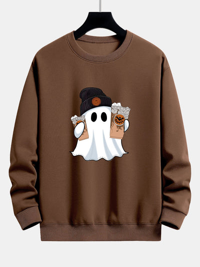 Calixto® | Halloween Ghost Coffee Print Relax Fit Sweatshirt