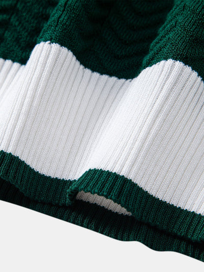 hola V-NECK KNIT POLO SHIRT WITH TEXTURE CONTRAST