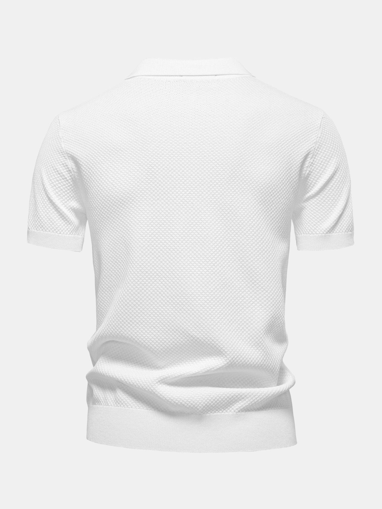 Jayden | Pineapple Texture Knit V Neck Polo Shirt
