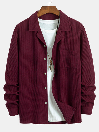 Alcidas® | Long Sleeve Waffle Cuban Collar Shirt