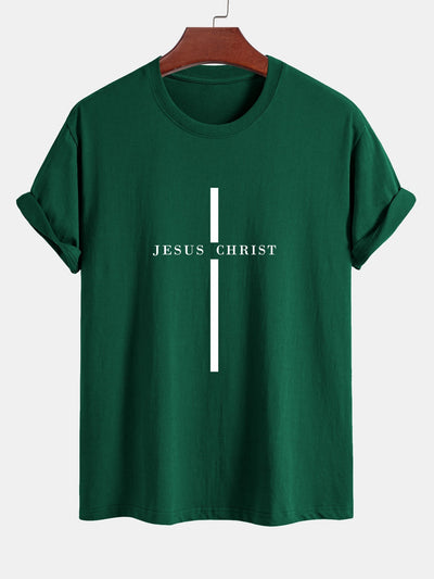 Odón® | Jesus Christ Stripe Print Cotton T-Shirt