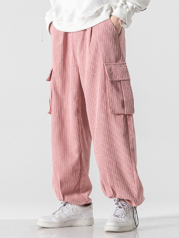 Laudelino® | Relaxed Fit Drawcord Hem Corduroy Cargo Pants