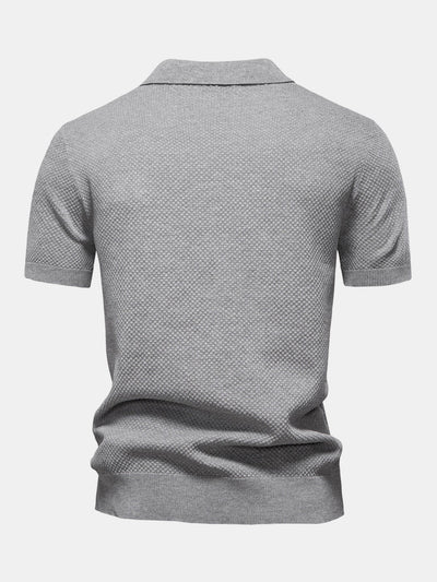 Elton® | Pineapple Texture Knit V Neck Polo