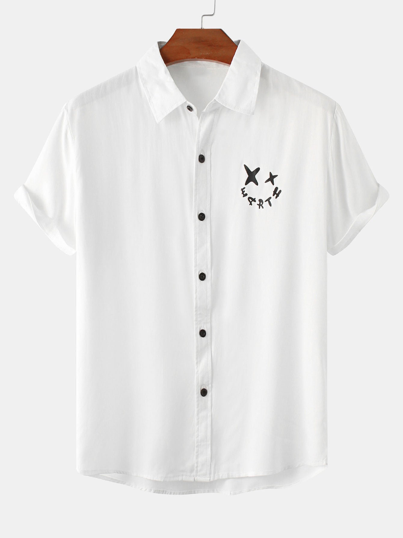 Apisai® | Smiley Graphic Print Button Up Shirt