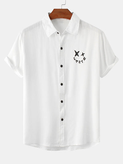 Apisai® | Smiley Graphic Print Button Up Shirt
