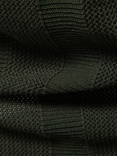Dominic | Stripe Hollow Knit V Neck Polo Shirt