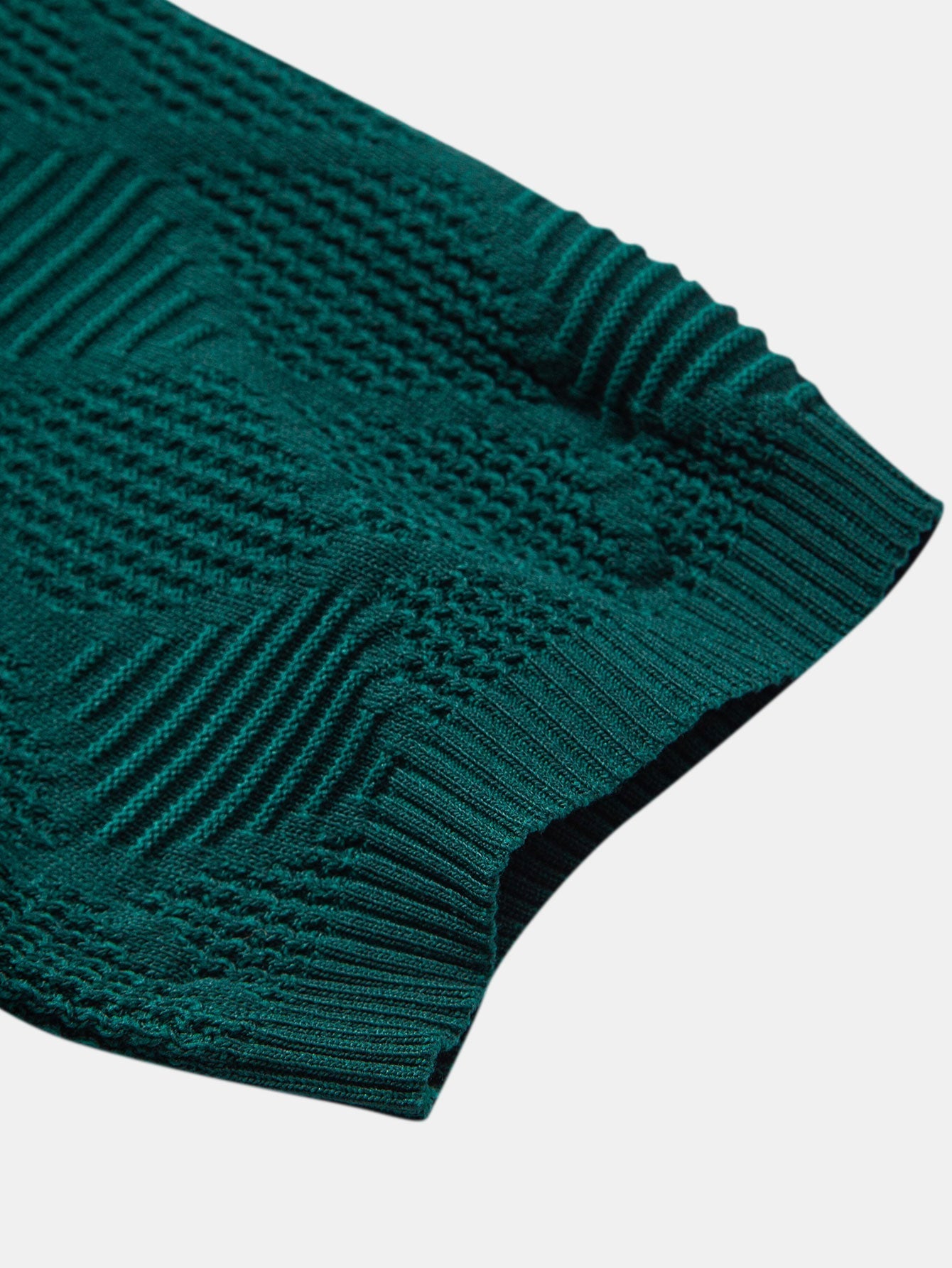 Aiden | Rhombus Textured Zip Up Knitted Polo Shirt