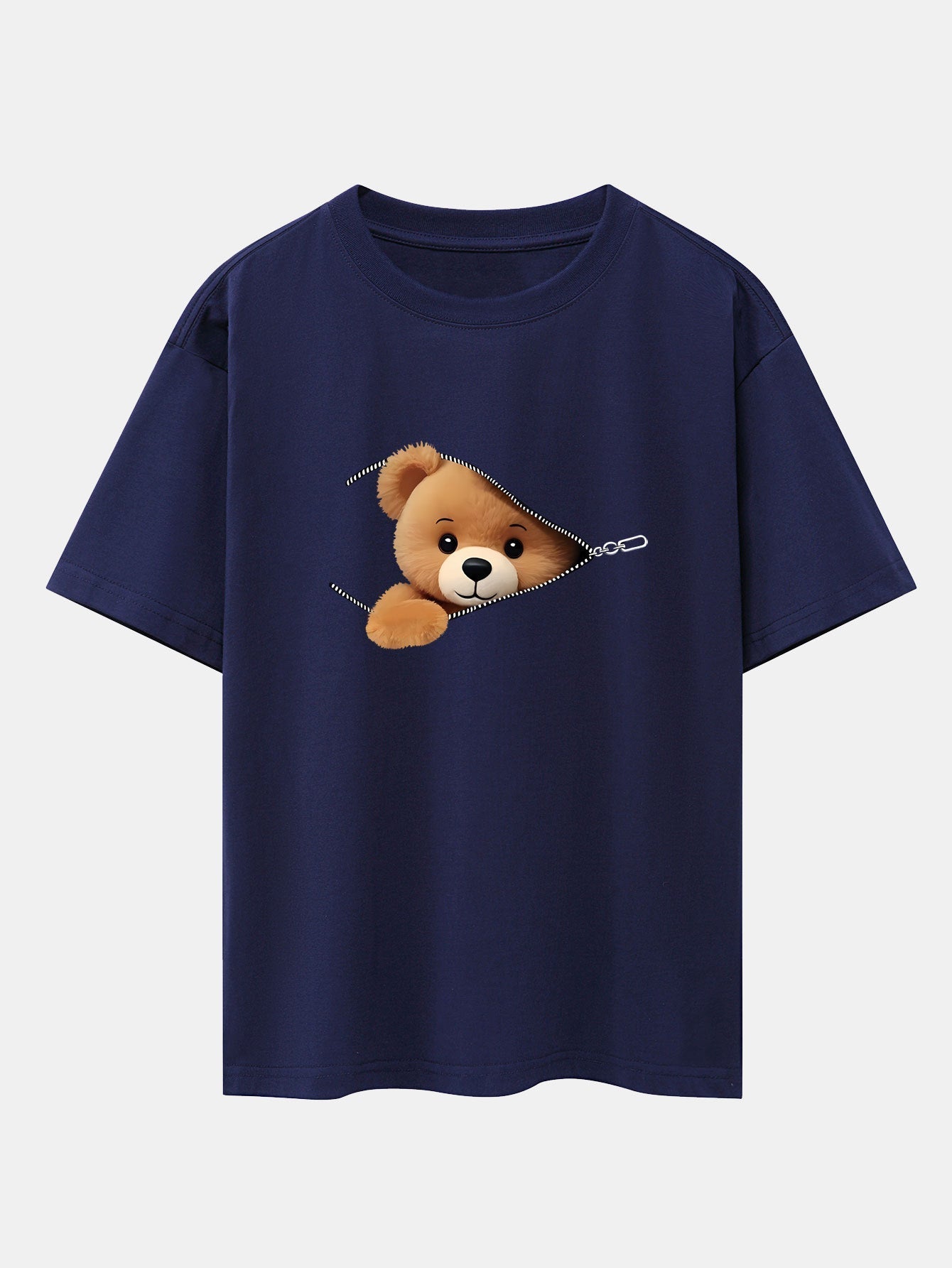 Gumersindo® | Zipper Bear Print Drop Shoulder Oversize T-Shirt