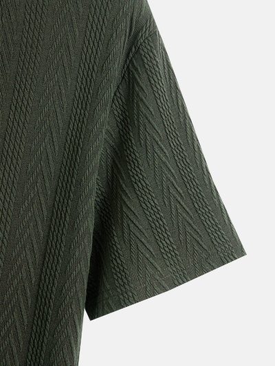 Maximiliano® | Short Sleeve Jacquard Half Open Collar T-Shirt