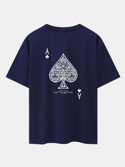 Ahab® | Ace Of Spades Print Drop Shoulder Oversize T-Shirt