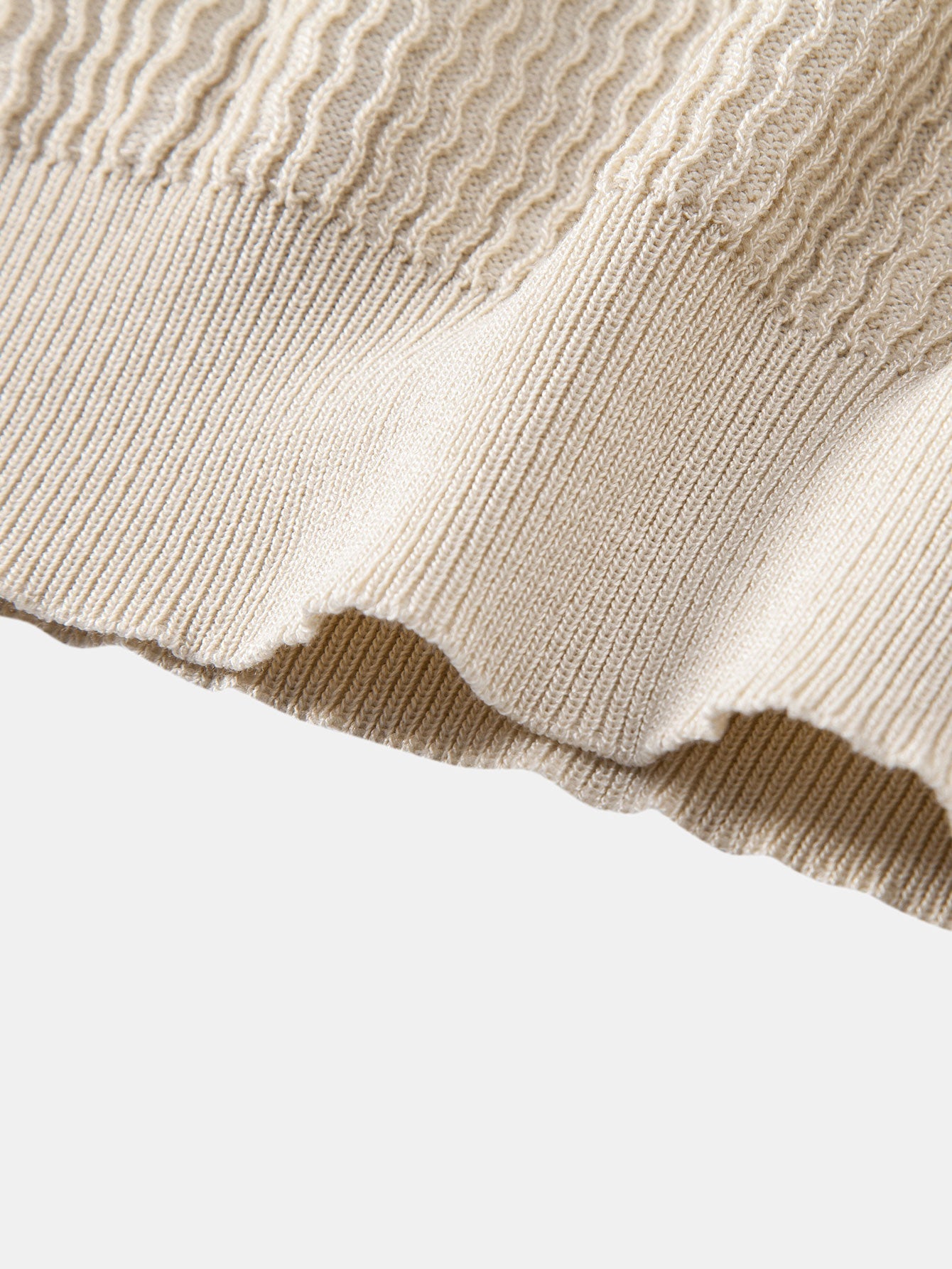 Caleb | Wave Jacquard Knit V Neck Polo Shirt