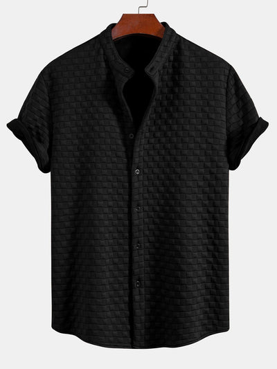 Jeffrey® | Checkerboard Stand Collar Shirt & Checkerboard Jacquard Shorts