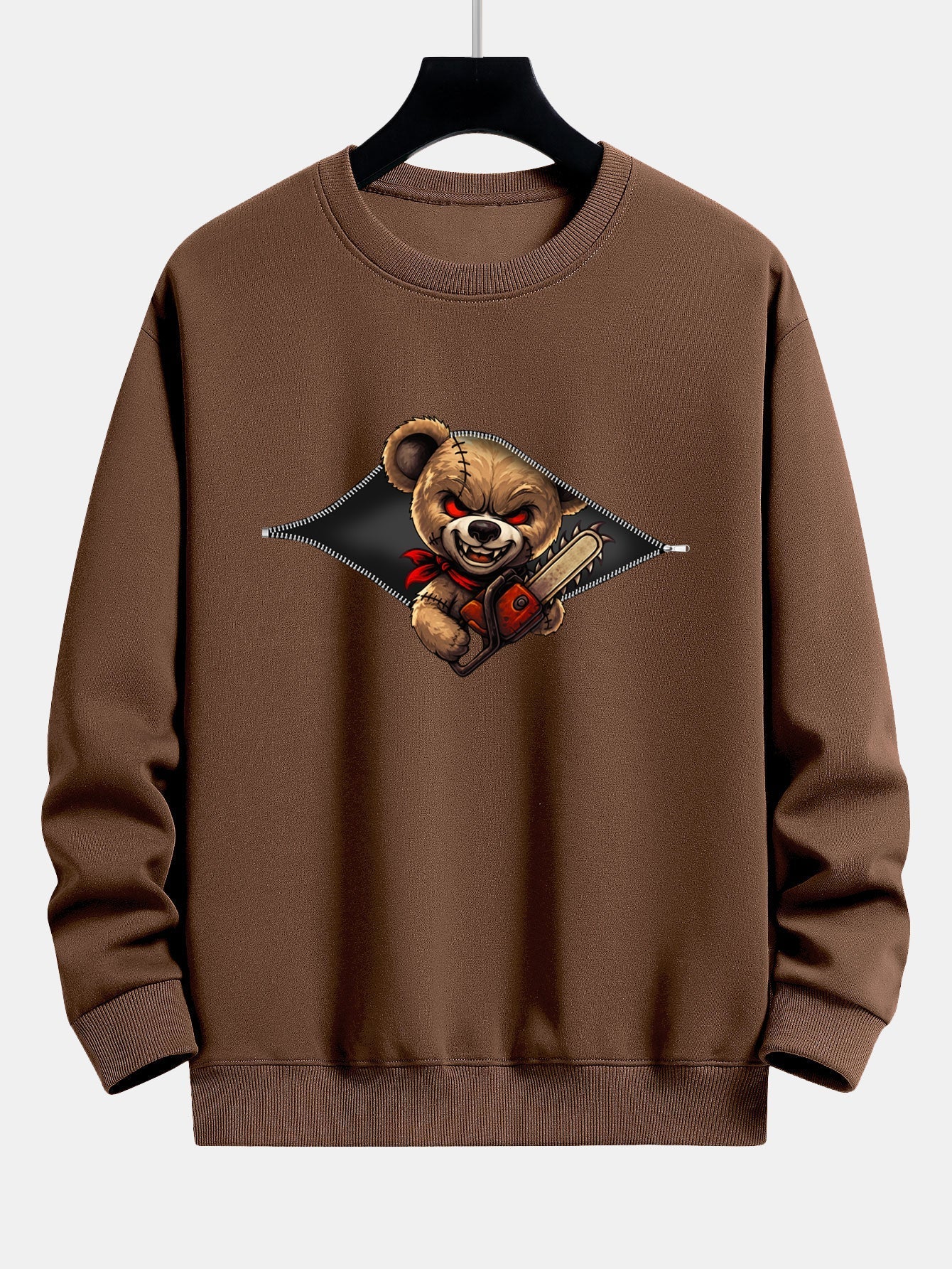 Jael® | Halloween Zipper Evil Bear Print Relax Fit Sweatshirt