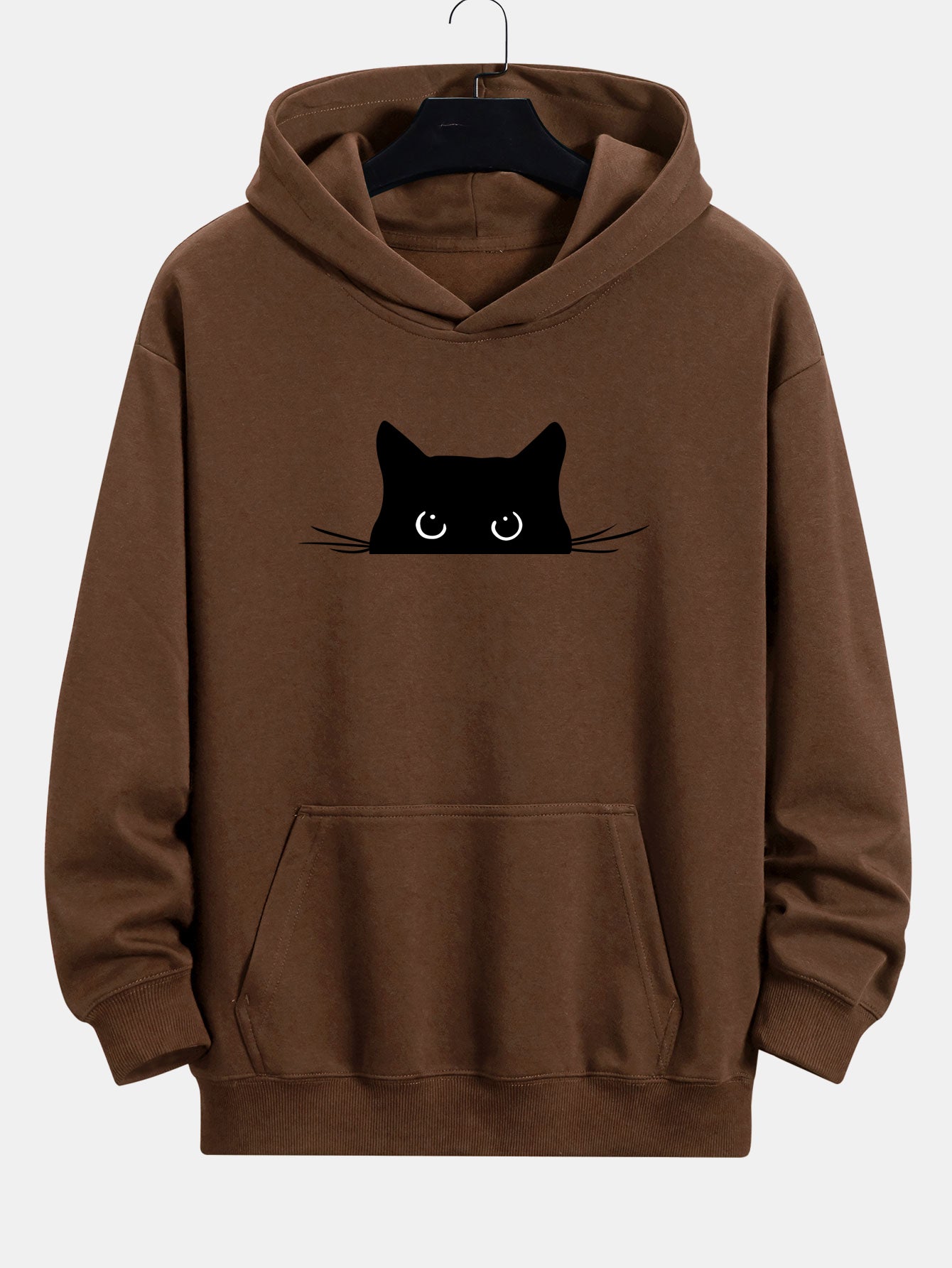 Fausto® | Black Cat Print Relax Fit Hoodie