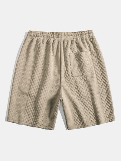 Adelin® | 3 Pieces Diamond Geometric Jacquard Drawstring Shorts