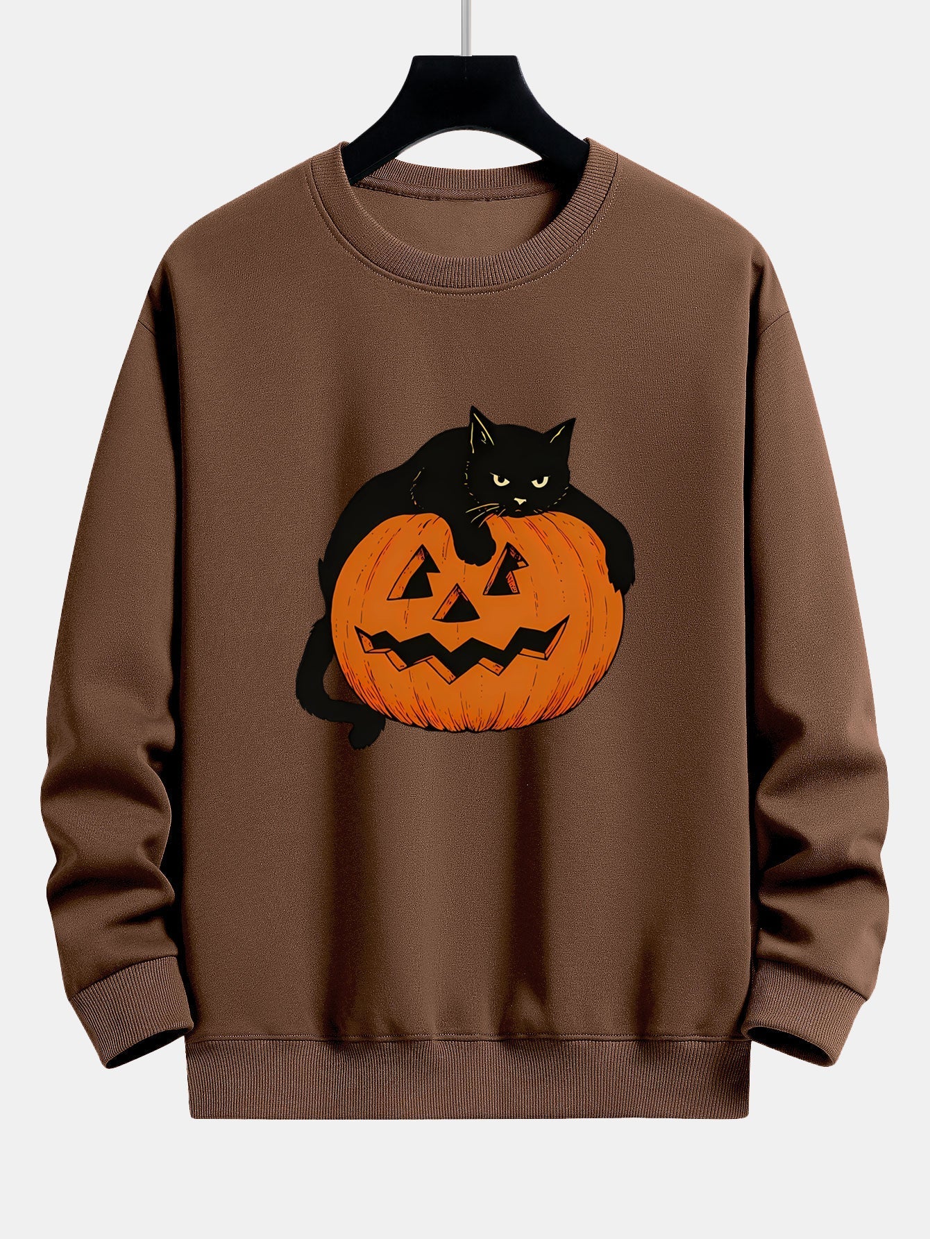 Belisario® | Pumpkin Black Cat Print Relax Fit Sweatshirt