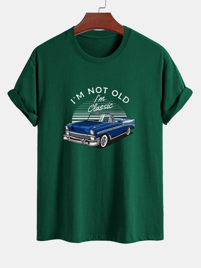 Mencio® | Car Slogan Print Cotton T-Shirt