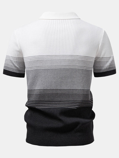 Samuel | Striped Gradient Knitted Polo Shirt