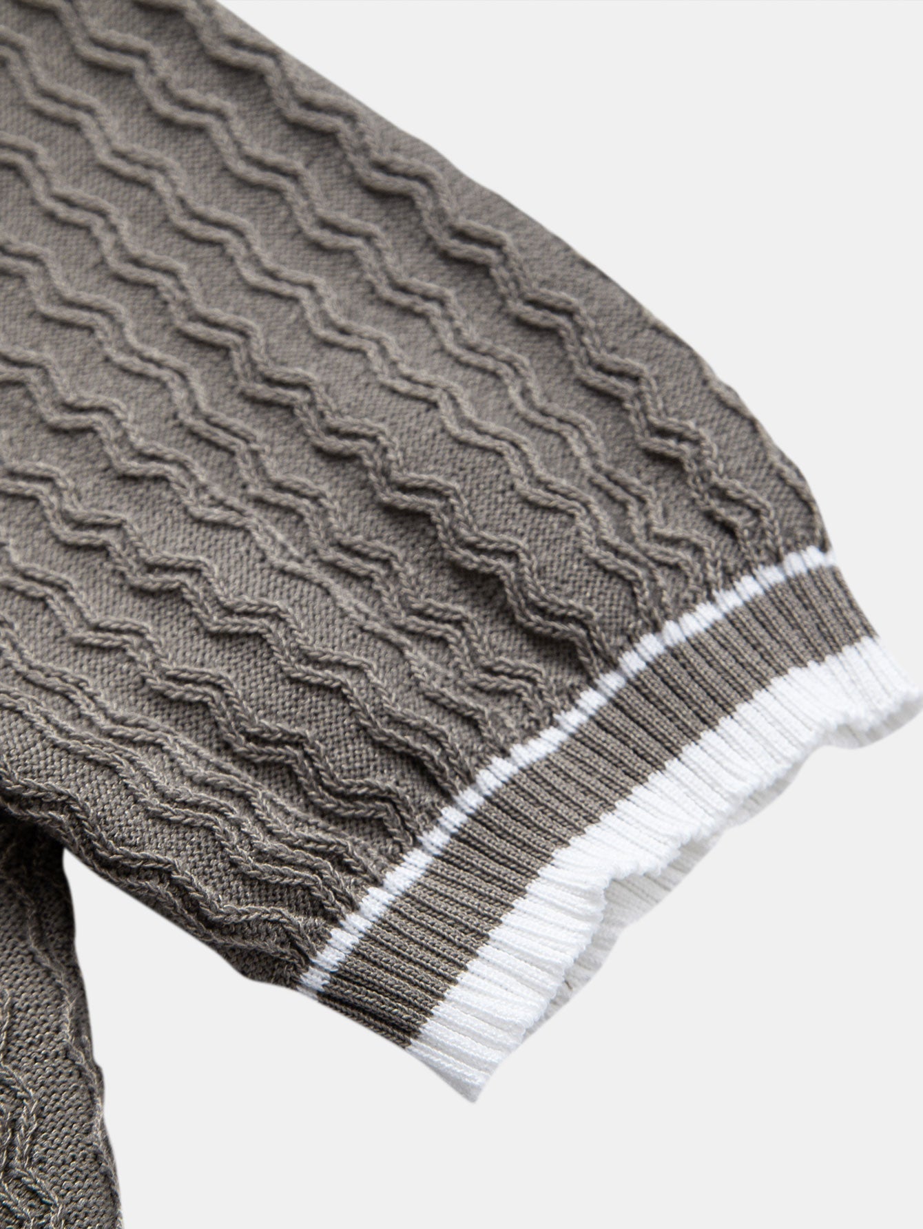 Jackson | Wave Jacquard Zip Up Knitted Polo Shirt