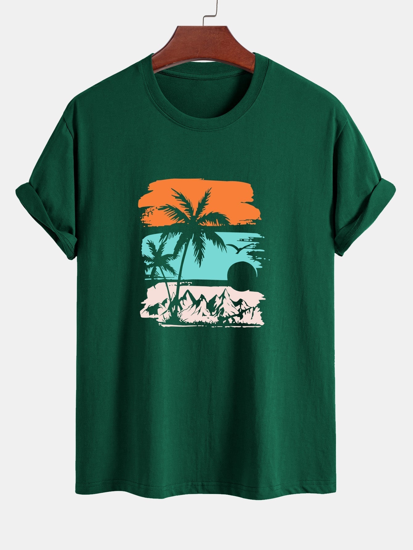 Camilo® | Palm Tree Silhouette Print Cotton T-Shirt