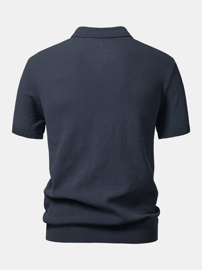 Julian | Textured Zip Up Knit Polo Shirt