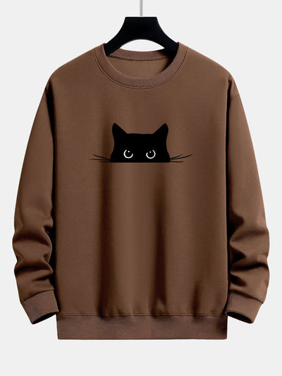 Federico® | Black Cat Print Relax Fit Sweatshirt