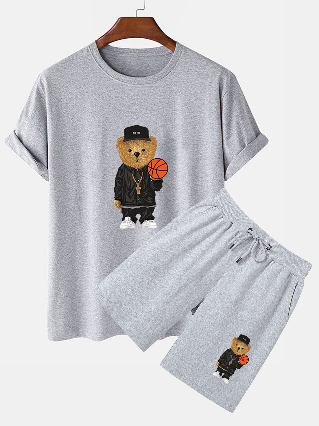 Sergio® | Basketball Bear Print T-Shirt & Shorts