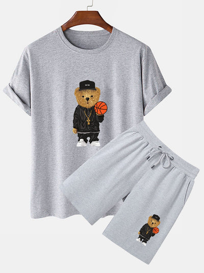 Sergio® | Basketball Bear Print T-Shirt & Shorts