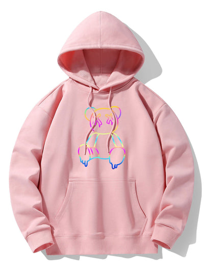 Xavier | Gradient Dissolving Bear Print Drop Shoulder Relaxed Hoodie