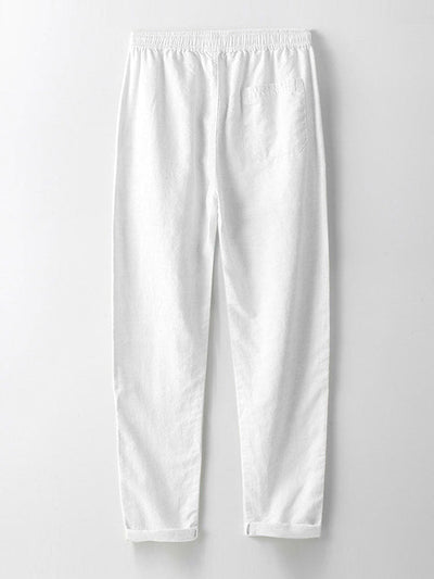 Adham® | Short Sleeve Stand Collar Shirt & Straight Leg Linen Pants