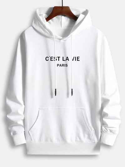 Percy | Paris Letter Print Cotton Hoodie