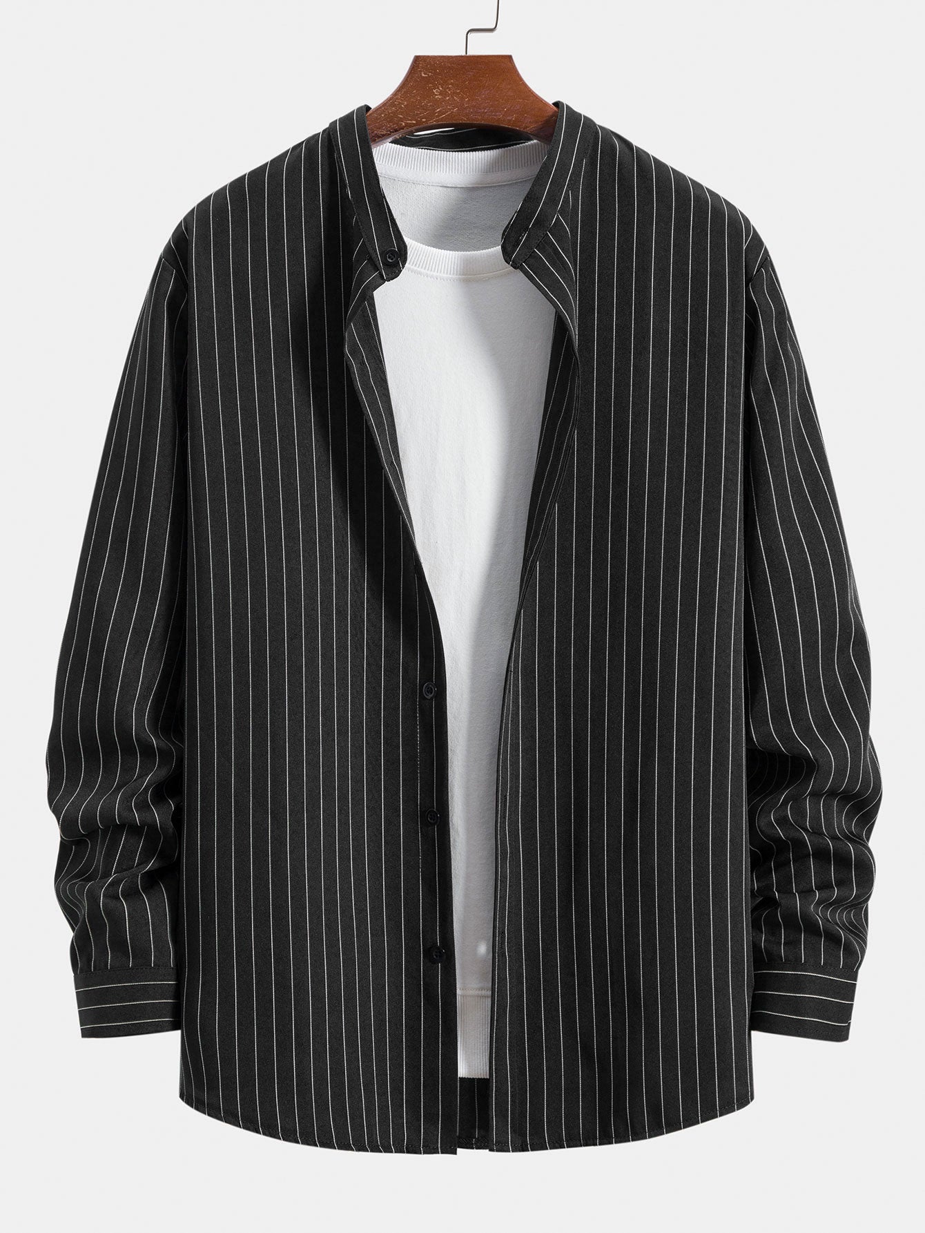 Althaea® | Long Sleeve Stand Collar Striped Shirt