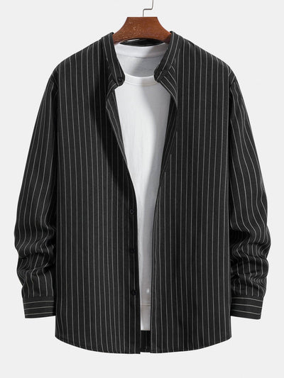 Althaea® | Long Sleeve Stand Collar Striped Shirt