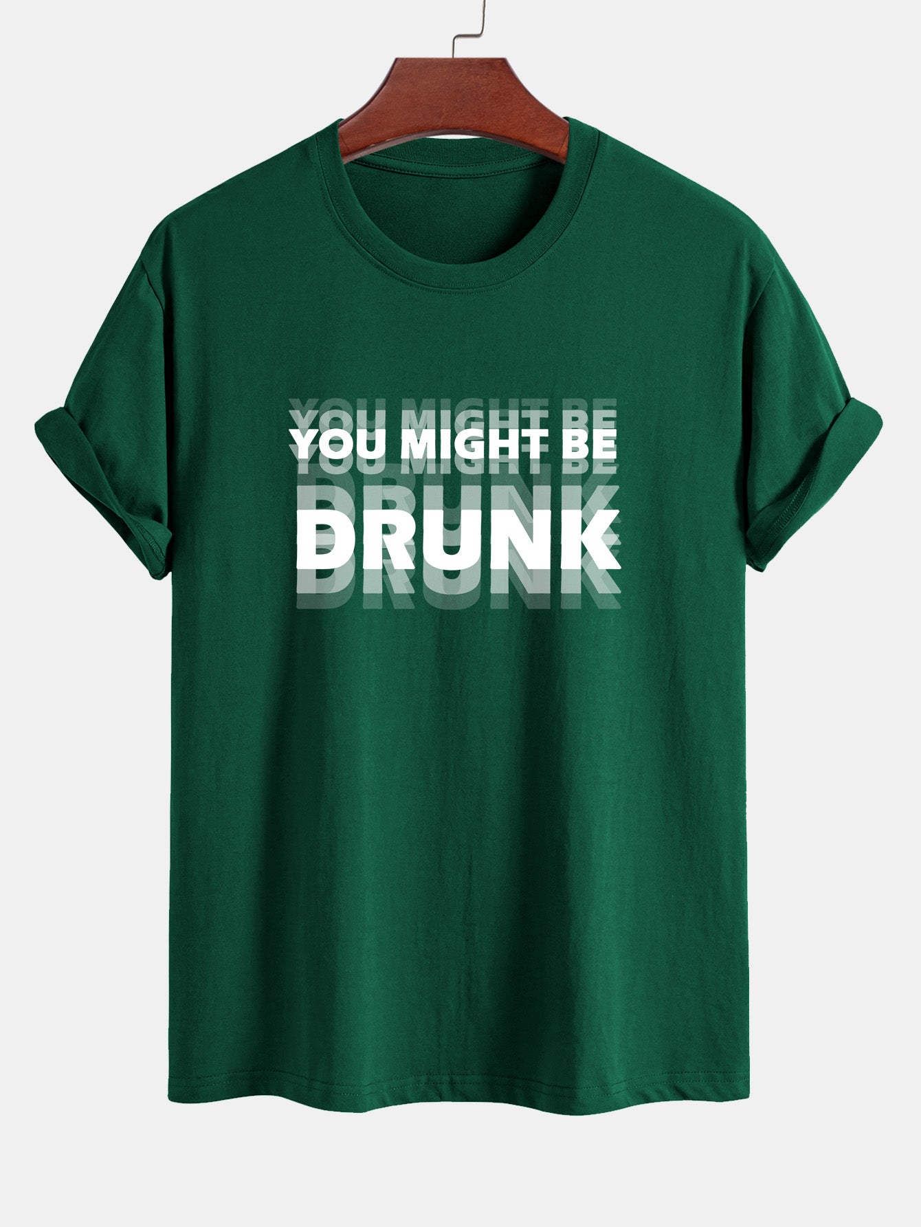 Elijah® | Regular Fit You Might Be Drunk Print Cotton T-Shirt
