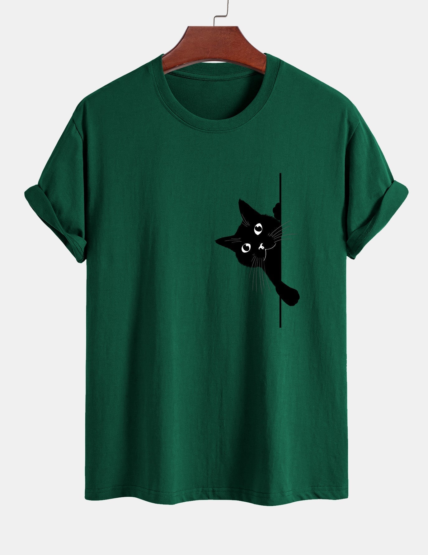 Ulises® | Black Cat Print Cotton T-Shirt