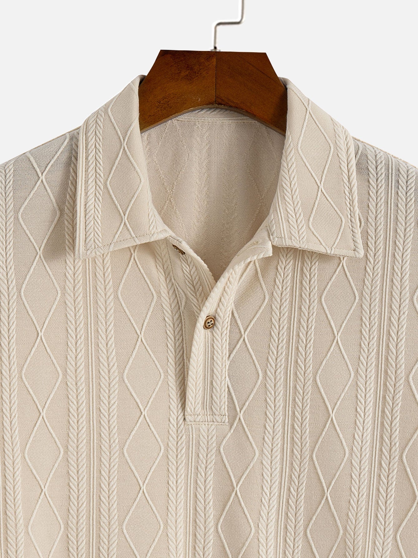 Yovani® | Knitted Geometric Rhombus Jacquard Polo