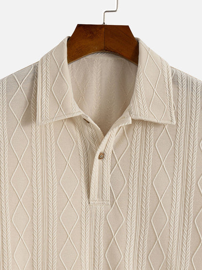 Yovani® | Knitted Geometric Rhombus Jacquard Polo
