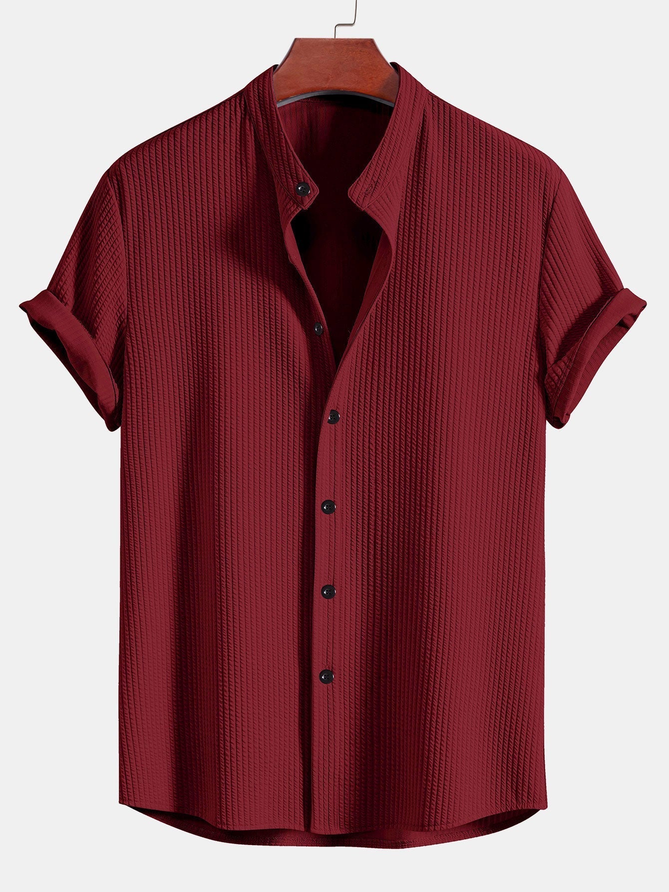 Alceo® | Muscle Fit Ribbed Stand Collar Shirt