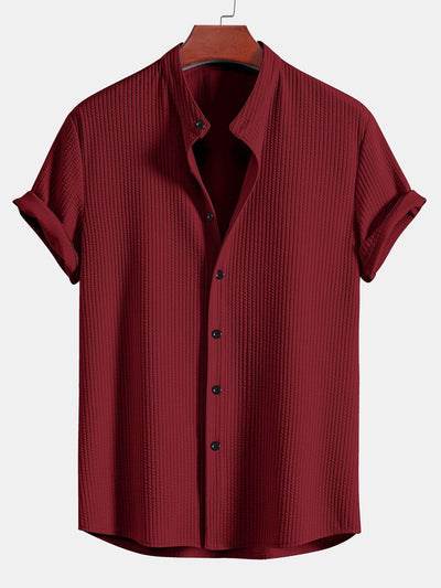 Alceo® | Muscle Fit Ribbed Stand Collar Shirt