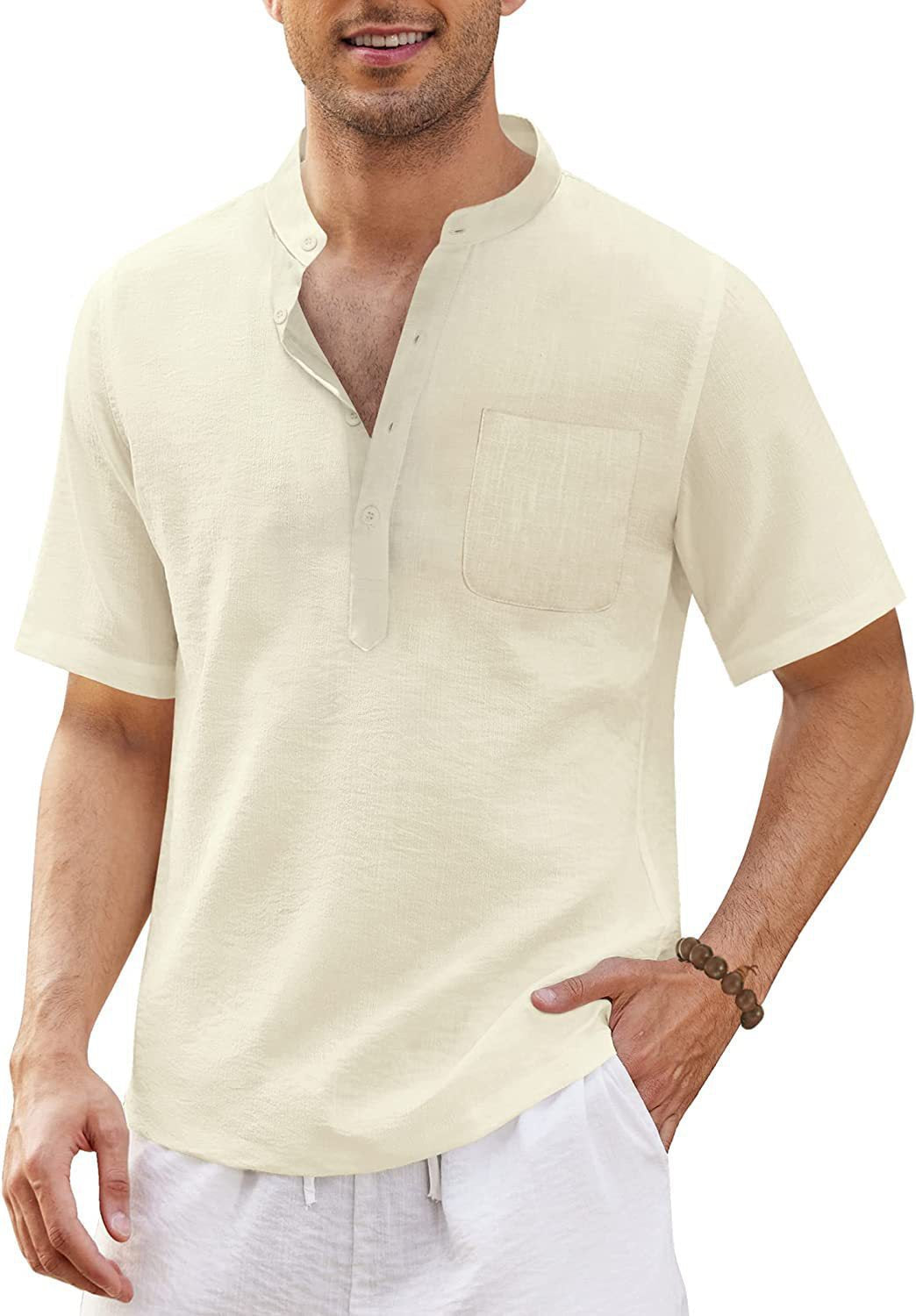 Justinian® | Plain Men'S Shirt With Stand-Up Collar