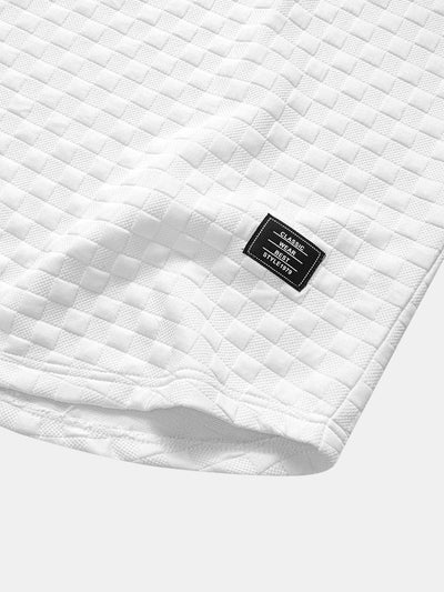 Enoc® | Checkerboard Jacquard Arc Hem T-Shirt & Checkerboard Jacquard Shorts