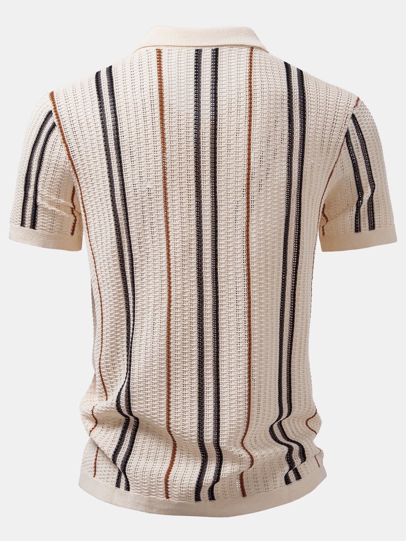 hola CROCHET STRIPED SHIRT WITH BUTTONS & STRAIGHT LEG LINEN PANTS